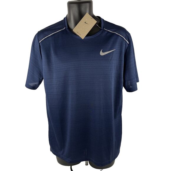 Nike Men’s Dri Fit Miler Running T-Shirt AJ7565-411 Blue Reflective Medium NWT - Picture 1 of 7